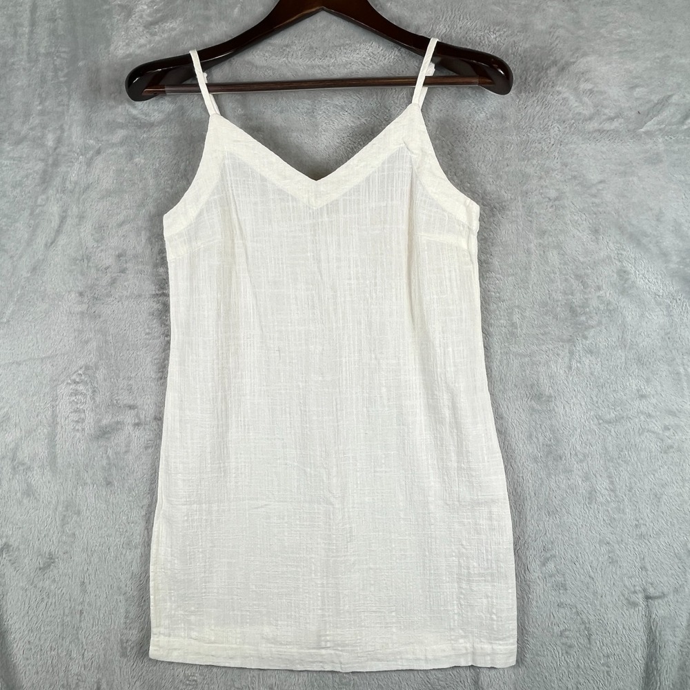 Boho Coastal Cotton Cami Tank Womens XS White Adjustable Strap Summer Beach